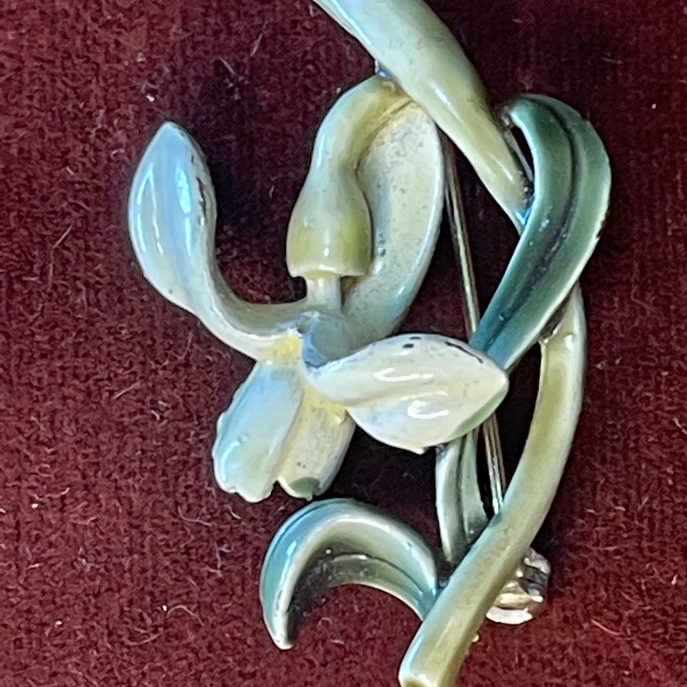 Vintage HAR Signed Green Flower Pin/ Brooch Enamel Free Shipping “2” Vintage